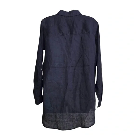 Sigrid Olsen Navy Blue Linen Pants Top M - Picture 5 of 9